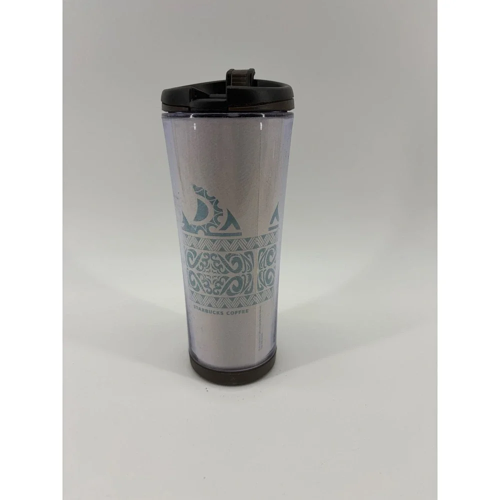 Starbucks Hawaii Tumbler Tribal Turtle 16oz Brown Teal Plastic Travel Mug Unisex
